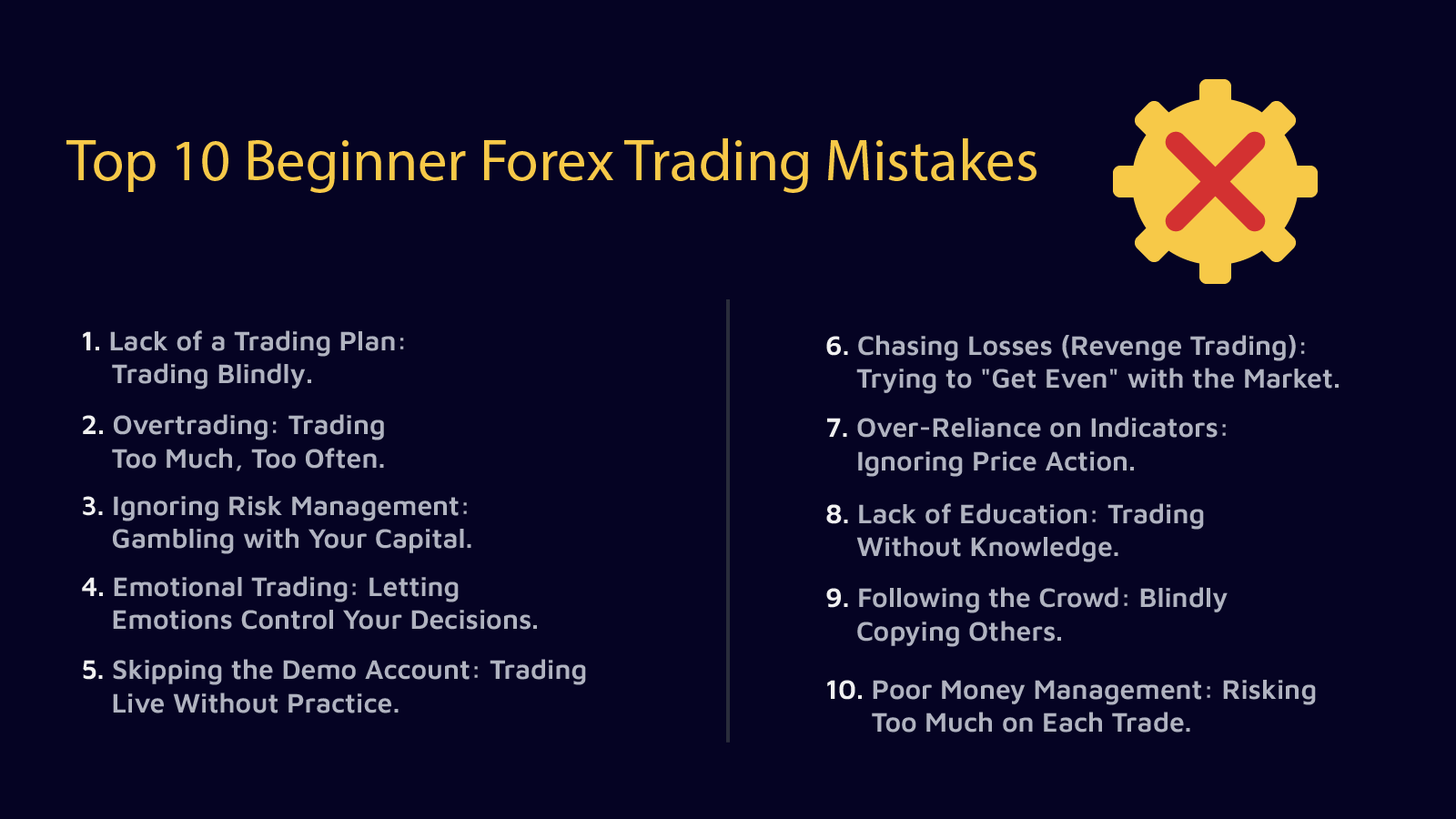 Top 10 Beginner Forex Trading Mistakes
