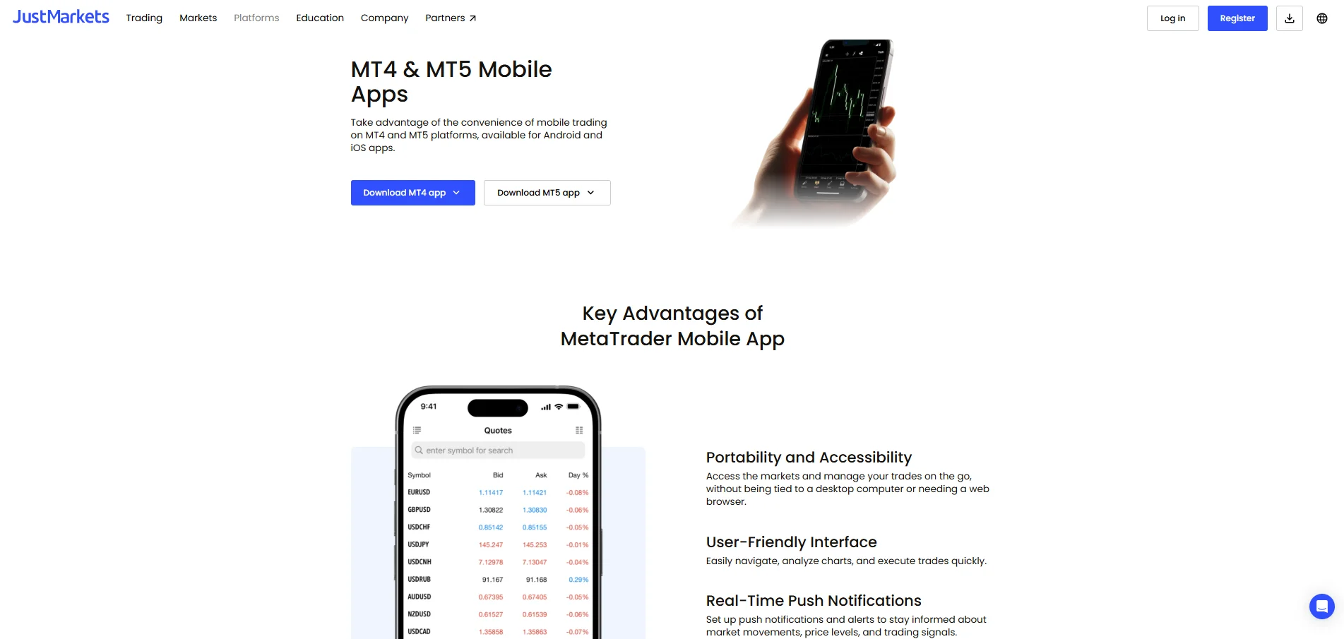 JustMarkets Mobile App