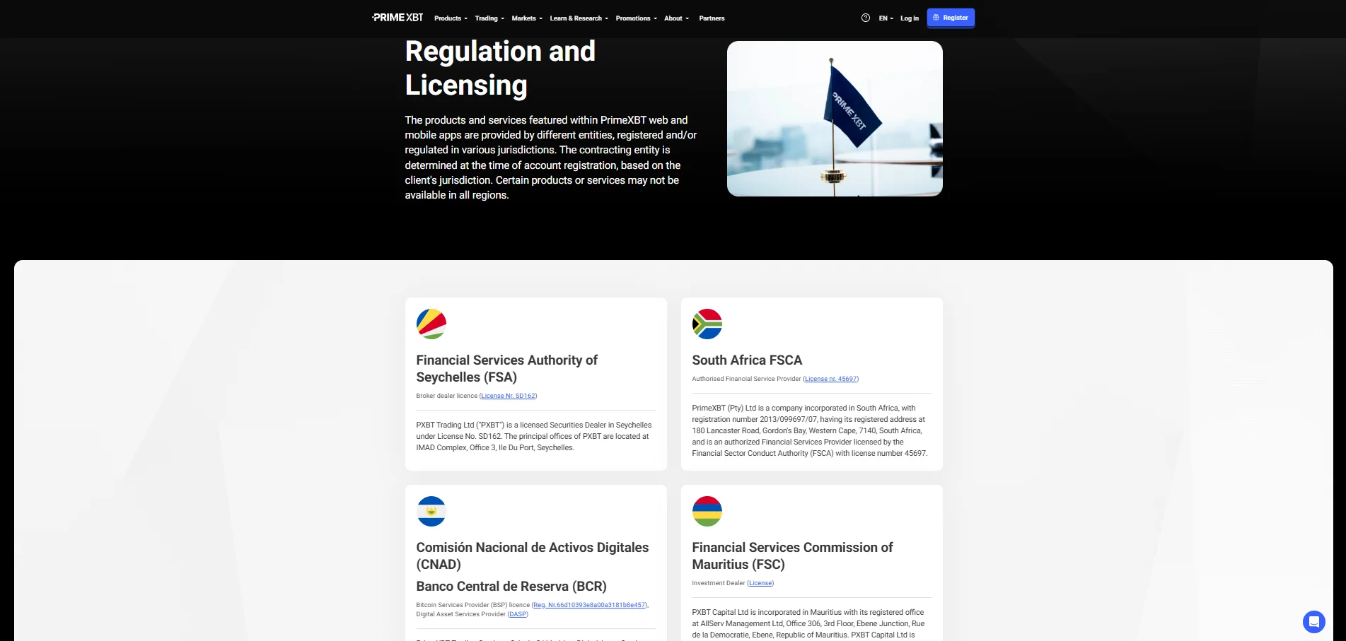 PrimeXBT Regulation