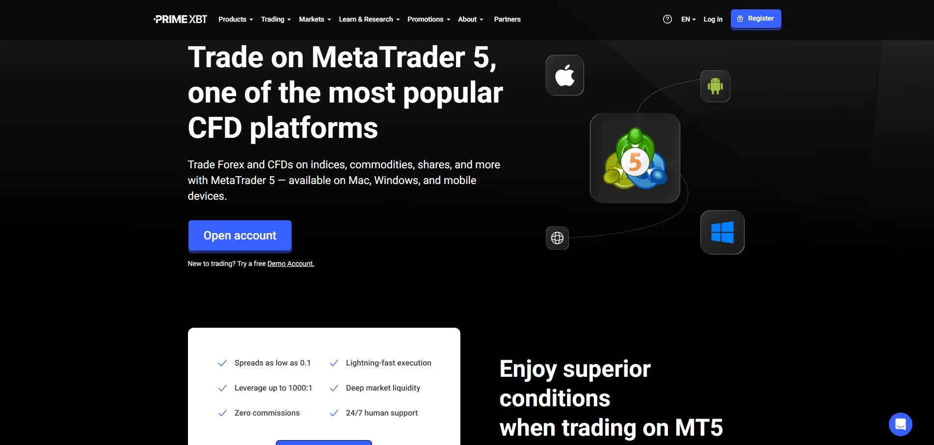 PrimeXBT MetaTrader 5