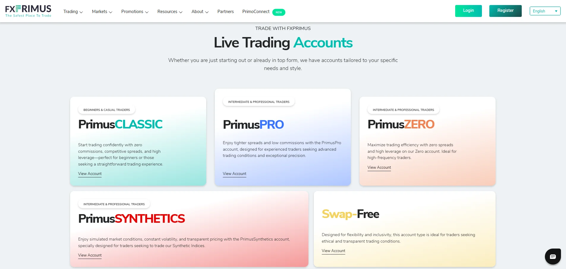 FXPrimus Account Types