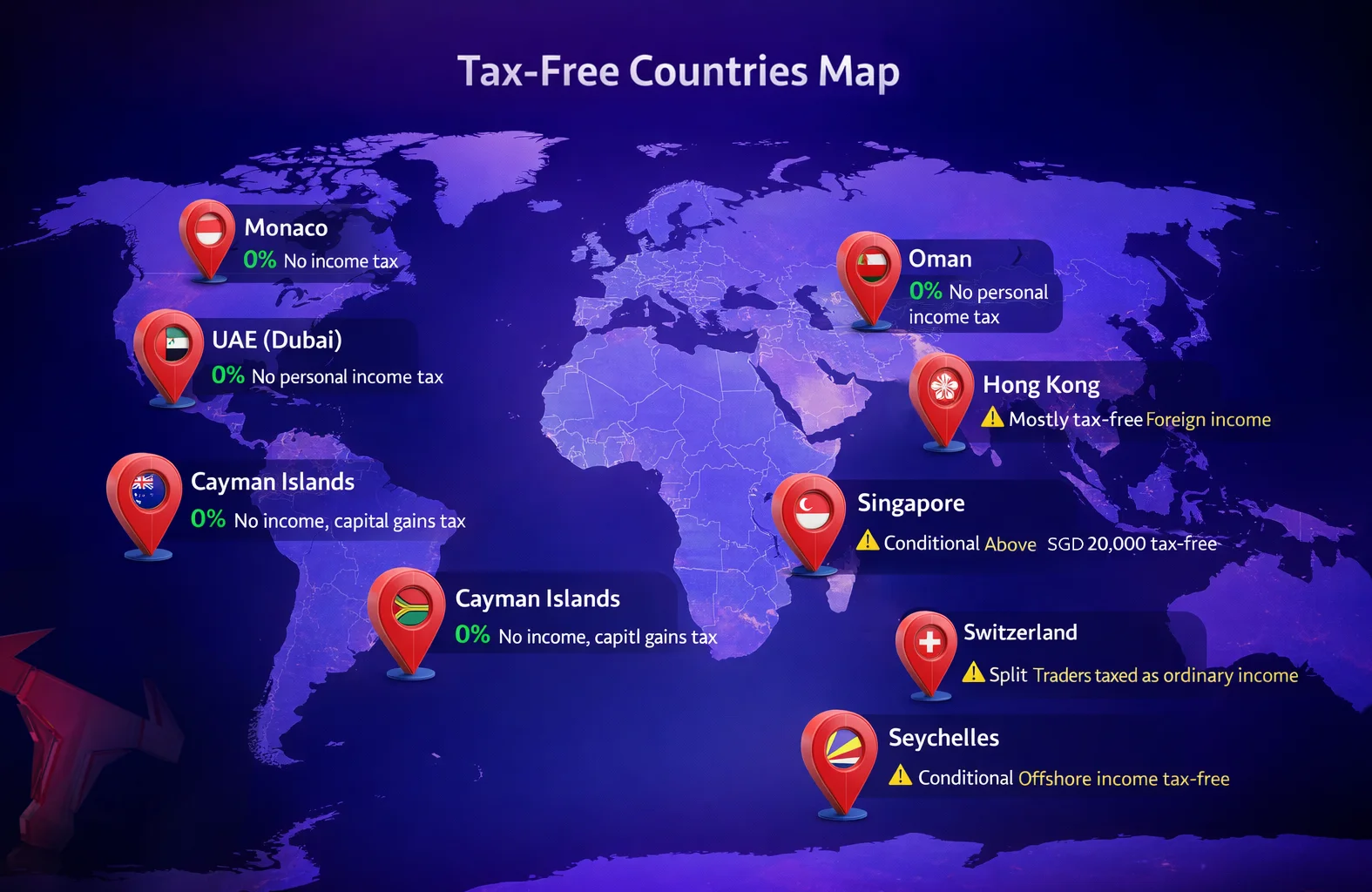 Tax Free Country Map